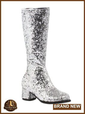 Knee High Go Go Boots Glossy Chunky Heel Split Toe Zip